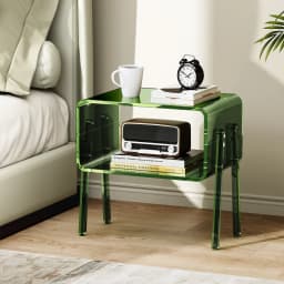 Transparent Side Table for Bedroom, Minimalist Acrylic Nightstand, Space Saving Organizer,Trendy Home Decor for Studio Apartment