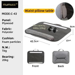 MUMUCC Lazy Laptop Table with Cushions and Slots, Multifunctional Mini Pillow Table, Portable Room Desk, Office Lumbar Support