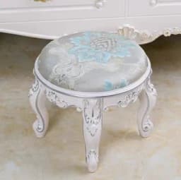 Retro Fabric Dressing Chair, Child Round Stool, Dressing Seat, Home Furniture, Living Room Dinning Chair, ABS Leg, Round Ottoman