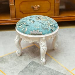 Retro Fabric Dressing Chair, Child Round Stool, Dressing Seat, Home Furniture, Living Room Dinning Chair, ABS Leg, Round Ottoman