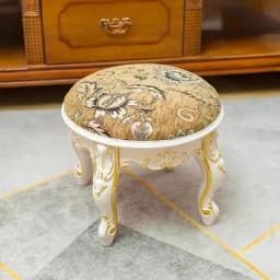 Retro Fabric Dressing Chair, Child Round Stool, Dressing Seat, Home Furniture, Living Room Dinning Chair, ABS Leg, Round Ottoman