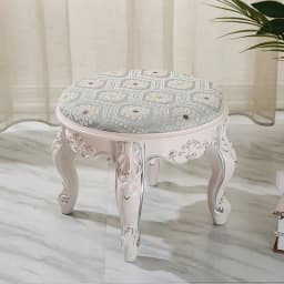 Retro Fabric Dressing Chair, Child Round Stool, Dressing Seat, Home Furniture, Living Room Dinning Chair, ABS Leg, Round Ottoman