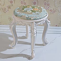 Retro Fabric Dressing Chair, Child Round Stool, Dressing Seat, Home Furniture, Living Room Dinning Chair, ABS Leg, Round Ottoman