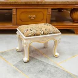 Retro Fabric Dressing Chair, Child Round Stool, Dressing Seat, Home Furniture, Living Room Dinning Chair, ABS Leg, Round Ottoman
