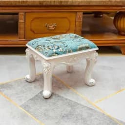 Retro Fabric Dressing Chair, Child Round Stool, Dressing Seat, Home Furniture, Living Room Dinning Chair, ABS Leg, Round Ottoman