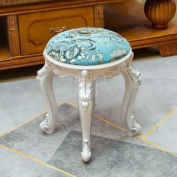 Retro Fabric Dressing Chair, Child Round Stool, Dressing Seat, Home Furniture, Living Room Dinning Chair, ABS Leg, Round Ottoman