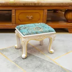 Retro Fabric Dressing Chair, Child Round Stool, Dressing Seat, Home Furniture, Living Room Dinning Chair, ABS Leg, Round Ottoman