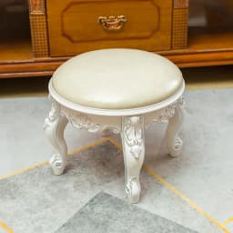 Retro Fabric Dressing Chair, Child Round Stool, Dressing Seat, Home Furniture, Living Room Dinning Chair, ABS Leg, Round Ottoman