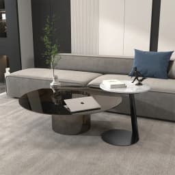 A Rocks By The Sofa, Corners, A Few Bedside Tables, Modern Minimalist Creativity, Light Luxury Living Room, Round Table,