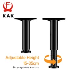 KAK Black Furniture Legs Adjustable Bed Beam Support Foot Sofa Table Feet Replacement Plastic Steel Heavy Duty Bed Hardware