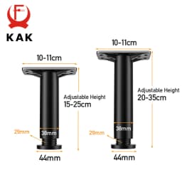 KAK Black Furniture Legs Adjustable Bed Beam Support Foot Sofa Table Feet Replacement Plastic Steel Heavy Duty Bed Hardware