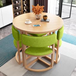 Round Mobile Dining Tables Set Kitchen 4 Chairs Center Wood Table Extendable Luxury Floor Mesa Comedor Home Furniture GPF26XP