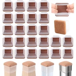 32PCS Table Chair Leg Floor Caps Cover Protectors Non Slip Square TPR Furniture Glides Feet Felt Pads Hardwood Floors Protector