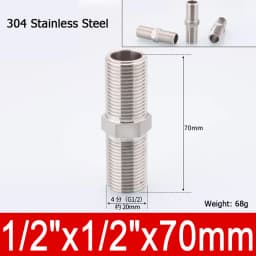 1-10pcs Nipple Connector 1/8"1/4"3/8" 1/2" 3/4"1" Stainless Steel Double Male Thread Equal/Reducing Connector Length 30-100mm