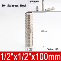 1-10pcs Nipple Connector 1/8"1/4"3/8" 1/2" 3/4"1" Stainless Steel Double Male Thread Equal/Reducing Connector Length 30-100mm