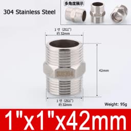 1-10pcs Nipple Connector 1/8"1/4"3/8" 1/2" 3/4"1" Stainless Steel Double Male Thread Equal/Reducing Connector Length 30-100mm