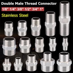 1-10pcs Nipple Connector 1/8"1/4"3/8" 1/2" 3/4"1" Stainless Steel Double Male Thread Equal/Reducing Connector Length 30-100mm