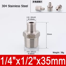 1-10pcs Nipple Connector 1/8"1/4"3/8" 1/2" 3/4"1" Stainless Steel Double Male Thread Equal/Reducing Connector Length 30-100mm