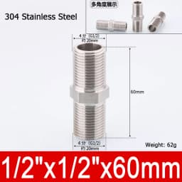 1-10pcs Nipple Connector 1/8"1/4"3/8" 1/2" 3/4"1" Stainless Steel Double Male Thread Equal/Reducing Connector Length 30-100mm