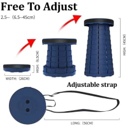 Telescopic Folding Camping Chair, Portable Foldable Camping Stool, Folding Beach Chair, Foldable Stool for Fishing Hiking Garden