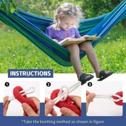Premium Canvas Hammock for Camping Outdoor Swing with Tree Ropes Supports 200kg Great for Garden Patio Backyard Use