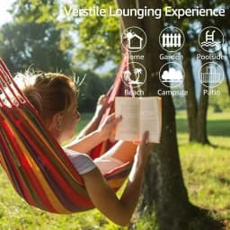 Premium Canvas Hammock for Camping Outdoor Swing with Tree Ropes Supports 200kg Great for Garden Patio Backyard Use
