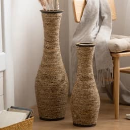 Vintage Rattan Flower Basket Bamboo Woven Vase for Dried/Fresh Flowers Boho Home Decor Planter Farmhouse Living Room Centerpiece