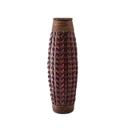Vintage Rattan Flower Basket Bamboo Woven Vase for Dried/Fresh Flowers Boho Home Decor Planter Farmhouse Living Room Centerpiece