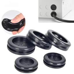 Round Rubber Grommet for Electrical Cable Double Sided Protector Black Eyelet Fireproof Hole Plug Dustproof Plastic Coil