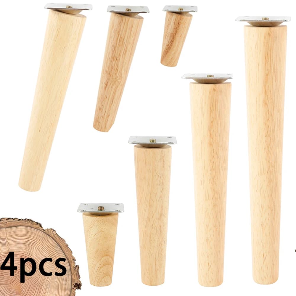 4Pcs Furniture Legs Solid Wood Sofa Table TV Cabinet Support Stabilize Feet Non-slip Tea table Wardrobe Oblique/Straight