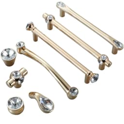 Gold Crystal Light Luxury Cabinet Knobs Handles Pulls for Furniture Drawer with Screws