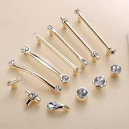 Gold Crystal Light Luxury Cabinet Knobs Handles Pulls for Furniture Drawer with Screws