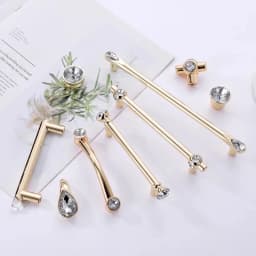 Gold Crystal Light Luxury Cabinet Knobs Handles Pulls for Furniture Drawer with Screws