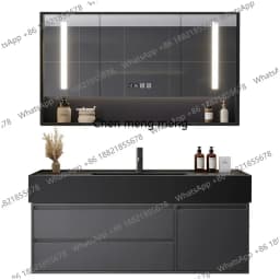 B567 Bathroom Cabinet Combination with Rock Integrated Basin Drawer Vanity Intelligent Bathroom Cabinet Sink Washbasin Furniture