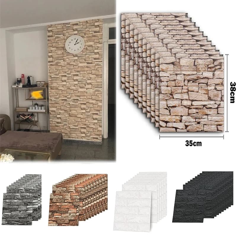 10pcs 3D Sticker Self-Adhesive Wallpaper Anti-Household Wall Impact Decorative Sticker Furniture Accessories