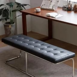 Vintage Mid-Century Bench with Metal Legs, Cat Claw Upholstery Entryway Shoe Seat, Long Makeup Stool for Bedroom Retro Chair