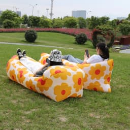 New Sunflower Lazy Inflatable Sofa Outdoor Beach Lazy Sleeping Bag Inflatable Bed Portable Air Sofa Portable Camping Activities