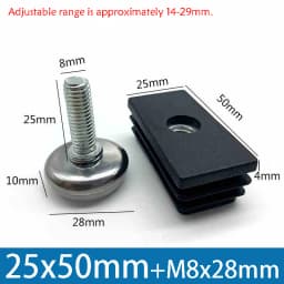 1-100Pcs M8 Adjustable Furniture Feet And Square/Round Tube Plug With Nuts Black Sofa Chair Table Leveler Legs For Furniture