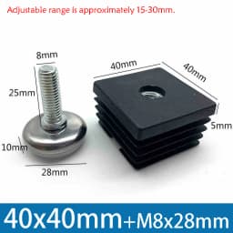 1-100Pcs M8 Adjustable Furniture Feet And Square/Round Tube Plug With Nuts Black Sofa Chair Table Leveler Legs For Furniture