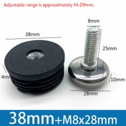 1-100Pcs M8 Adjustable Furniture Feet And Square/Round Tube Plug With Nuts Black Sofa Chair Table Leveler Legs For Furniture