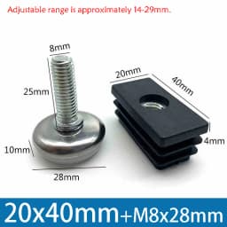 1-100Pcs M8 Adjustable Furniture Feet And Square/Round Tube Plug With Nuts Black Sofa Chair Table Leveler Legs For Furniture