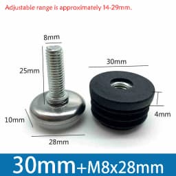 1-100Pcs M8 Adjustable Furniture Feet And Square/Round Tube Plug With Nuts Black Sofa Chair Table Leveler Legs For Furniture