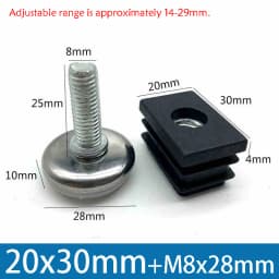1-100Pcs M8 Adjustable Furniture Feet And Square/Round Tube Plug With Nuts Black Sofa Chair Table Leveler Legs For Furniture