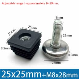 1-100Pcs M8 Adjustable Furniture Feet And Square/Round Tube Plug With Nuts Black Sofa Chair Table Leveler Legs For Furniture