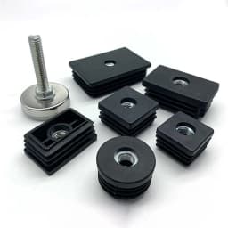 1-100Pcs M8 Adjustable Furniture Feet And Square/Round Tube Plug With Nuts Black Sofa Chair Table Leveler Legs For Furniture