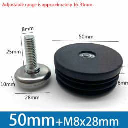 1-100Pcs M8 Adjustable Furniture Feet And Square/Round Tube Plug With Nuts Black Sofa Chair Table Leveler Legs For Furniture