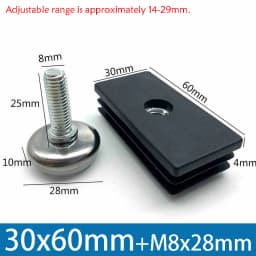 1-100Pcs M8 Adjustable Furniture Feet And Square/Round Tube Plug With Nuts Black Sofa Chair Table Leveler Legs For Furniture