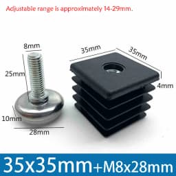 1-100Pcs M8 Adjustable Furniture Feet And Square/Round Tube Plug With Nuts Black Sofa Chair Table Leveler Legs For Furniture