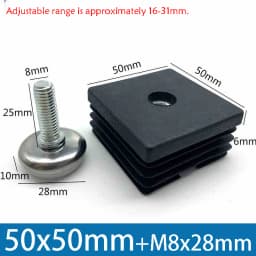 1-100Pcs M8 Adjustable Furniture Feet And Square/Round Tube Plug With Nuts Black Sofa Chair Table Leveler Legs For Furniture