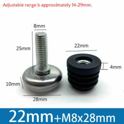 1-100Pcs M8 Adjustable Furniture Feet And Square/Round Tube Plug With Nuts Black Sofa Chair Table Leveler Legs For Furniture